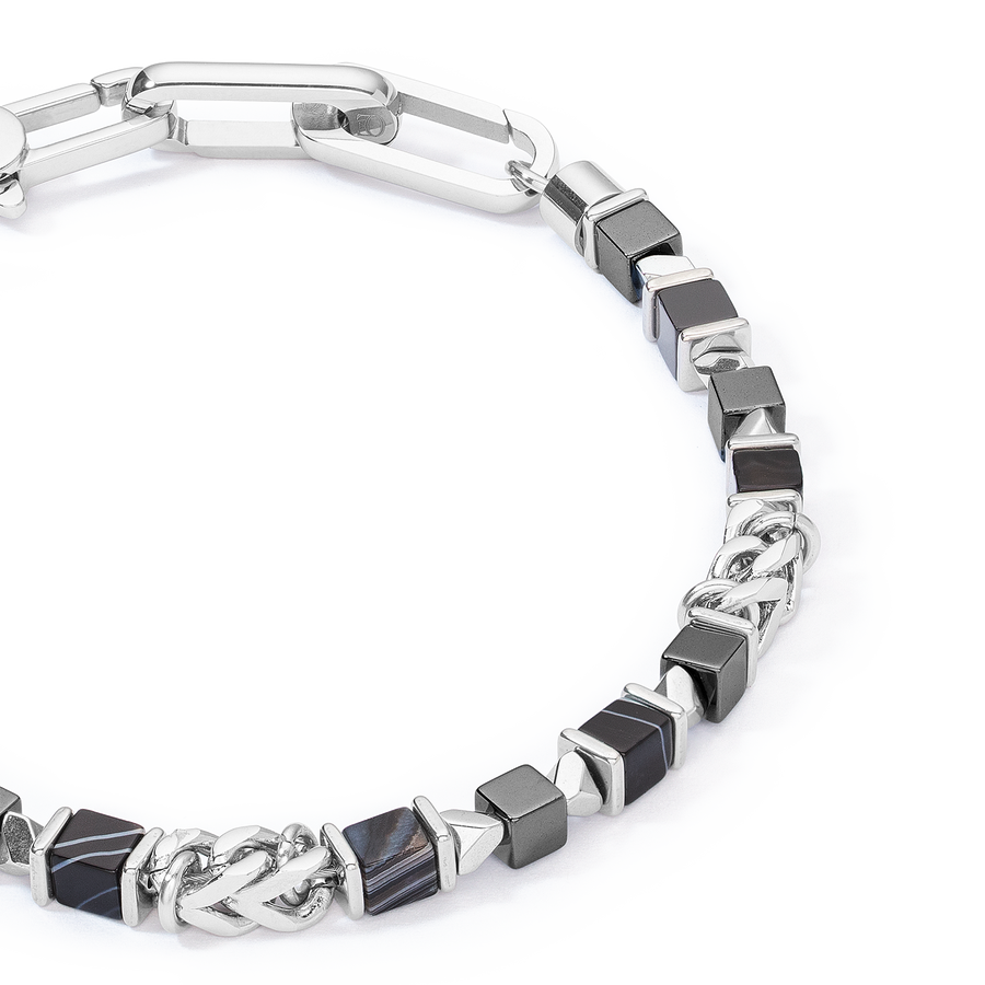 Unisex bracelet cubes & chain black