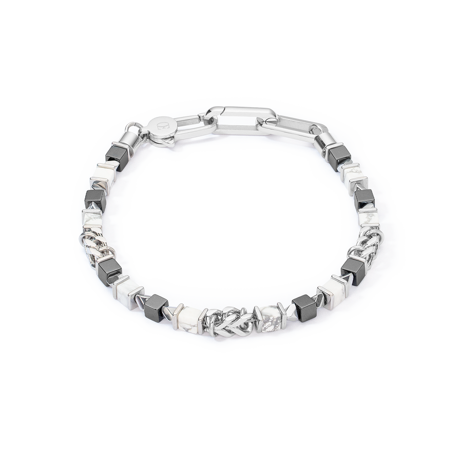 Unisex bracelet cubes & chain white