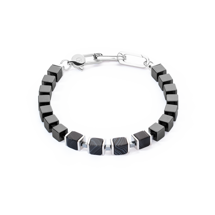 Unisex bracelet precious cubes black