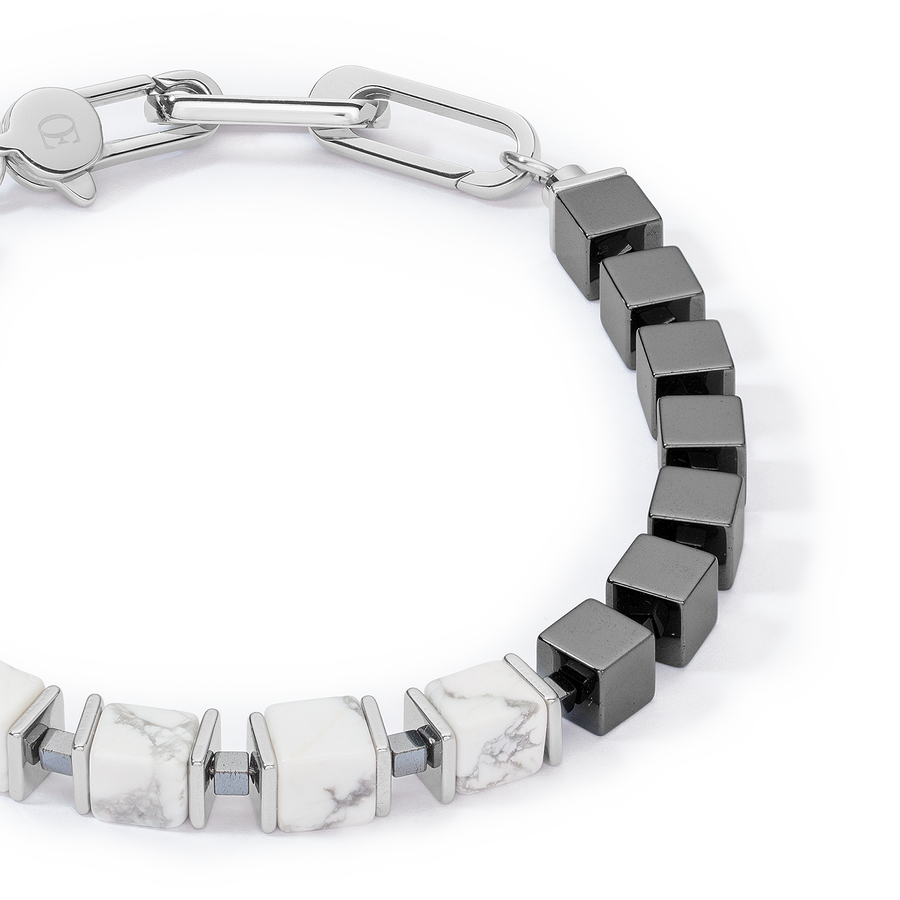 Unisex bracelet precious cubes white