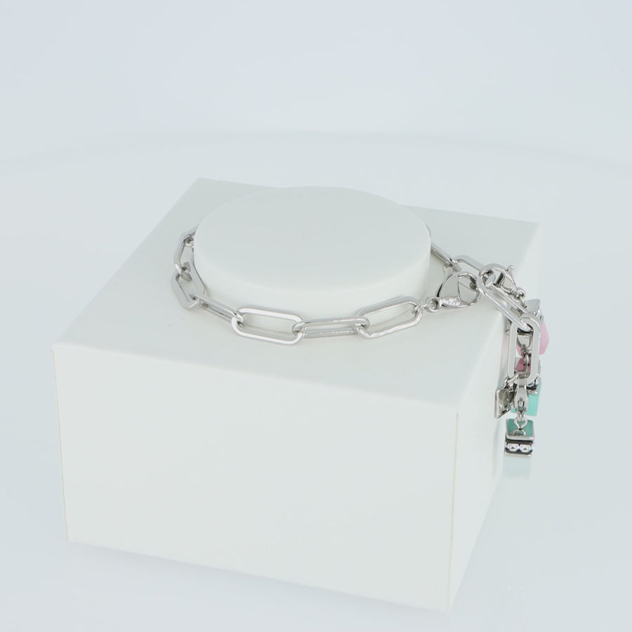 Happy Iconic Cube charm bracelet silver pastel