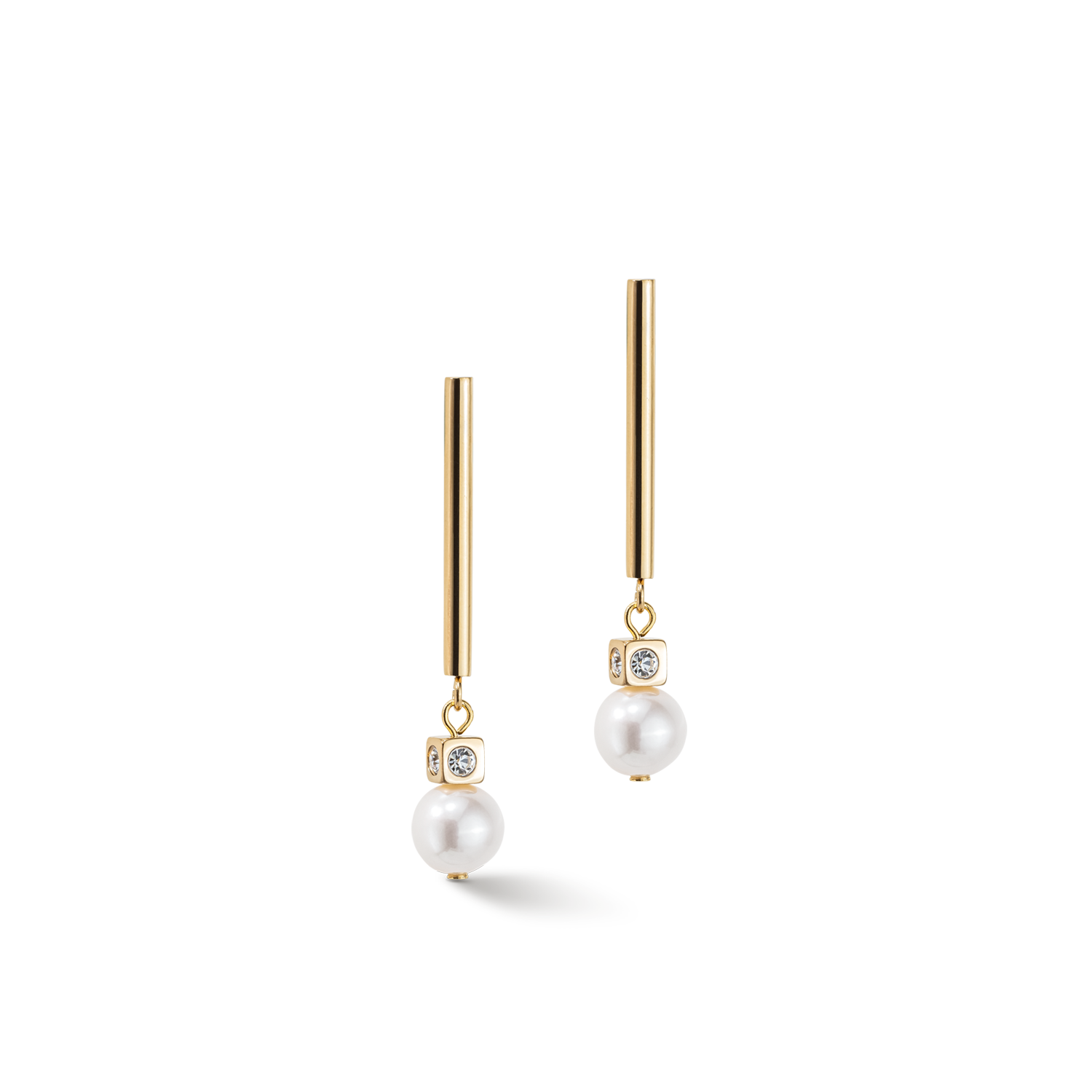 Earrings Asymmetry Freshwater Pearls & stainless steel white-gold