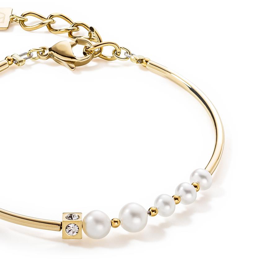 Bracelet Asymmetry Freshwater Pearls & stainless steel white-gold