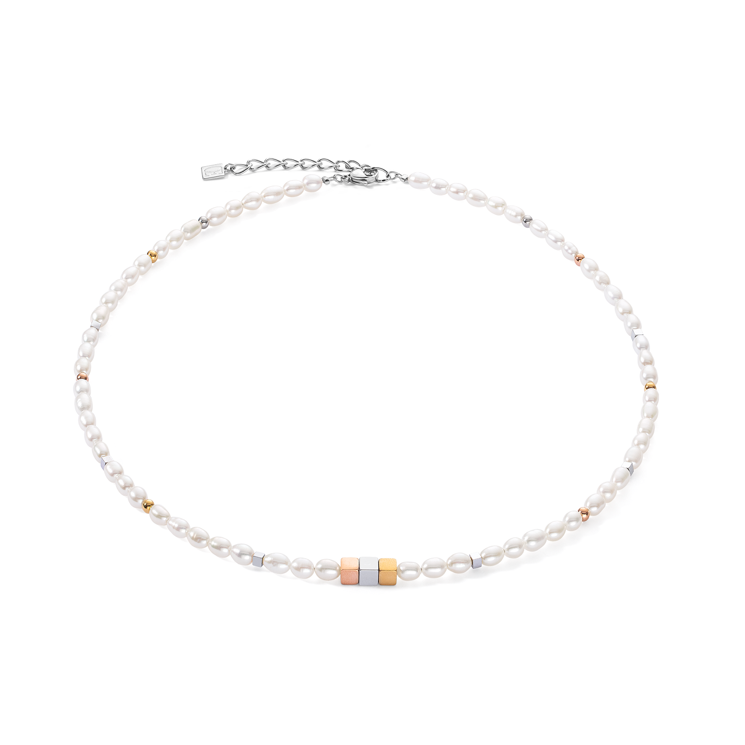 Necklace Cube Trilogy & oval Freshwater Pearls