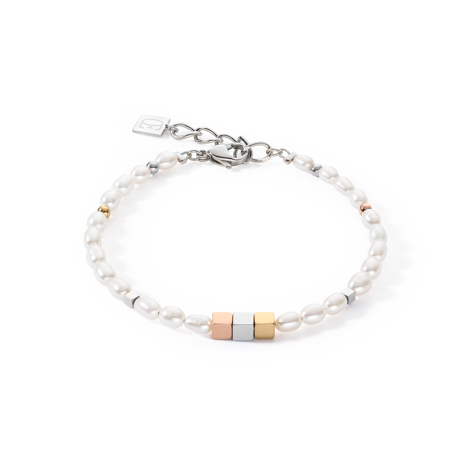 Bracelet Cube Trilogy & oval Freshwater Pearls