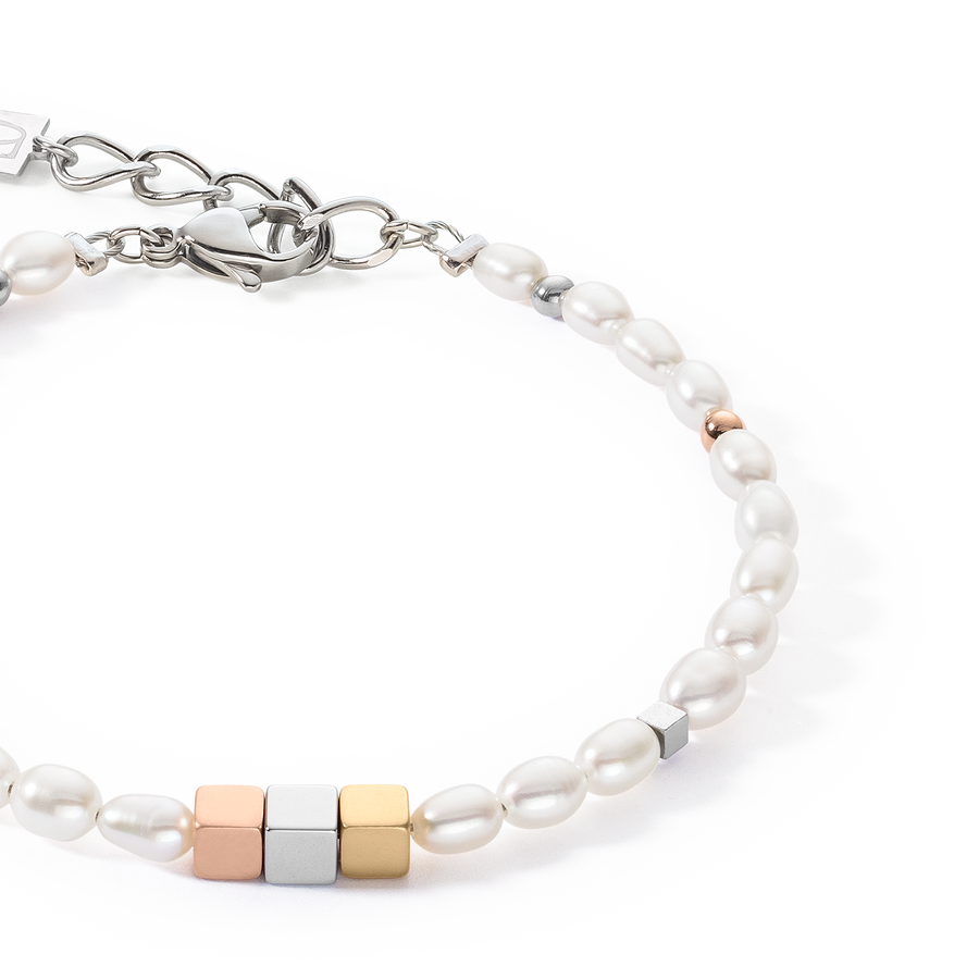 Bracelet Cube Trilogy & oval Freshwater Pearls