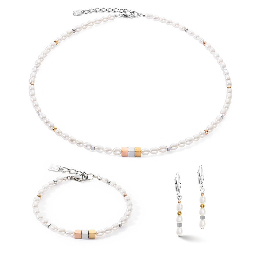 Bracelet Cube Trilogy & oval Freshwater Pearls