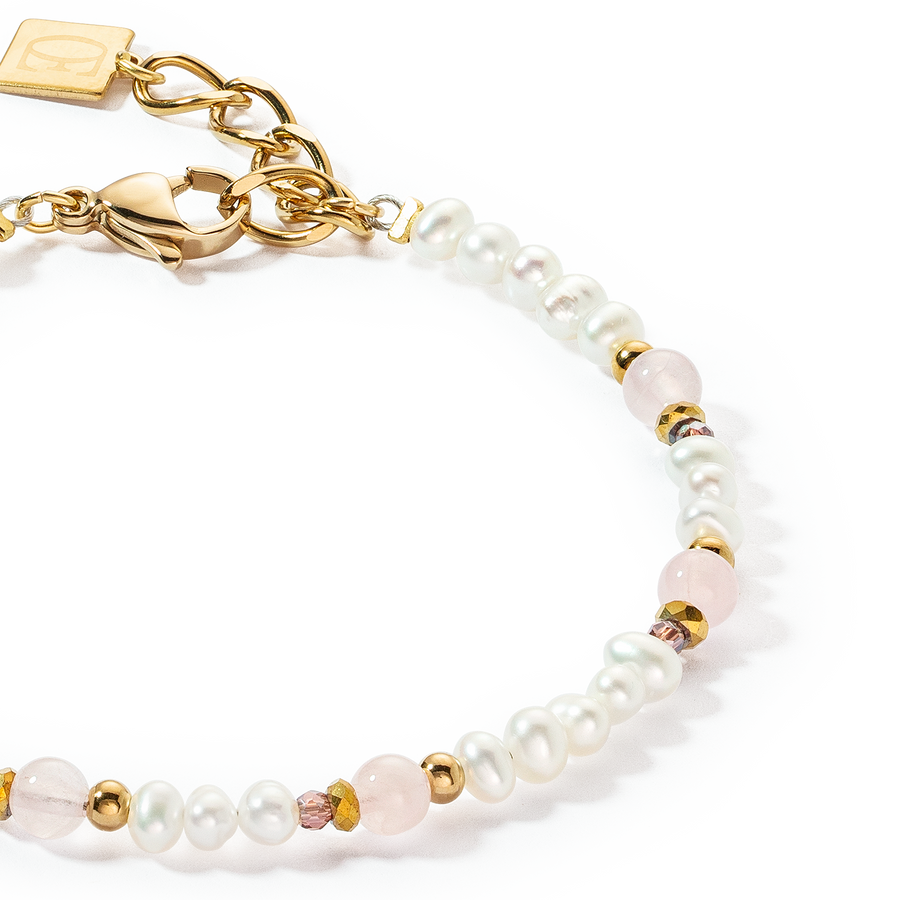 Bracelet Romantic Freshwater Pearls & Rose Quartz gold
