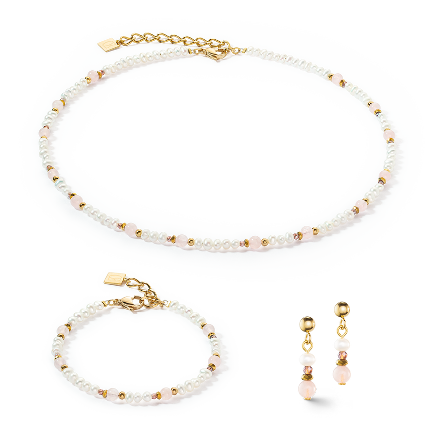 Bracelet Romantic Freshwater Pearls & Rose Quartz gold