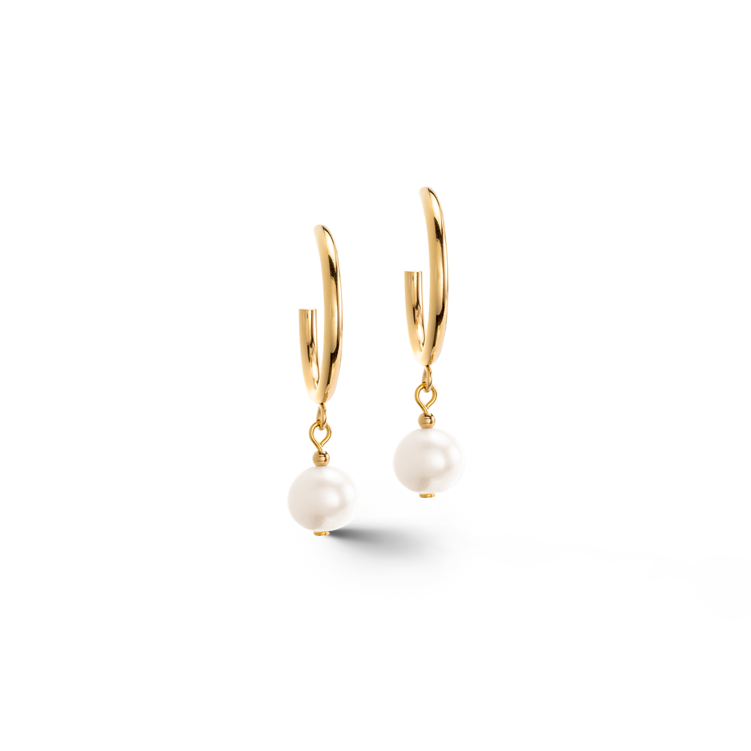 Earrings Creole Freshwater Pearls & Chunky Chain Navette Multiwear white-gold