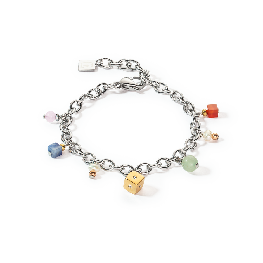 Boho bracelet freshwater pearls silver & multicolour