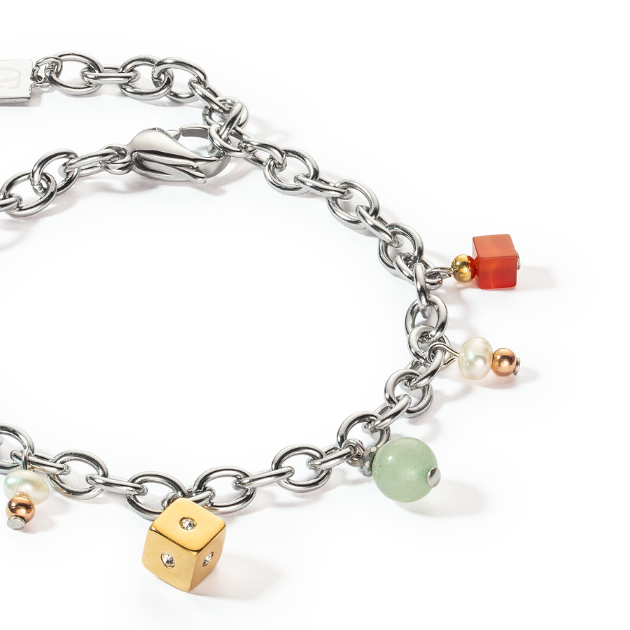 Boho bracelet freshwater pearls silver & multicolour