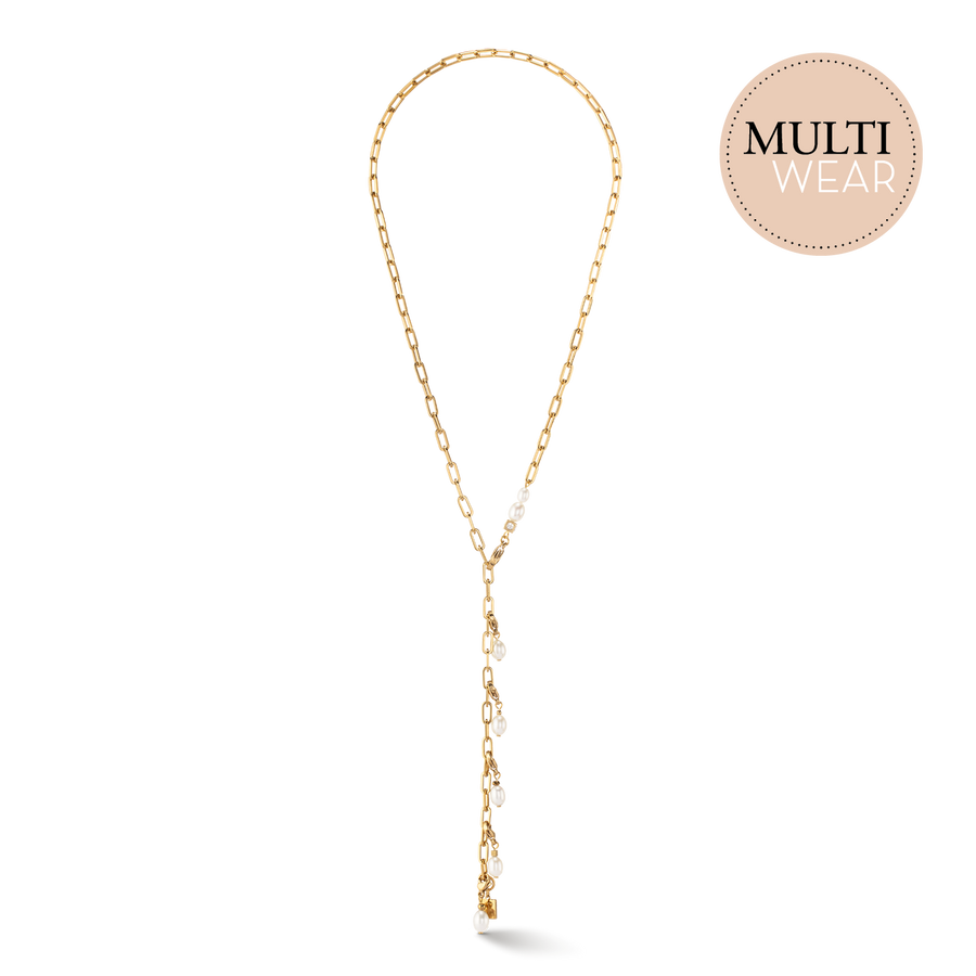 Modern chain necklace with freshwater pearl charms gold