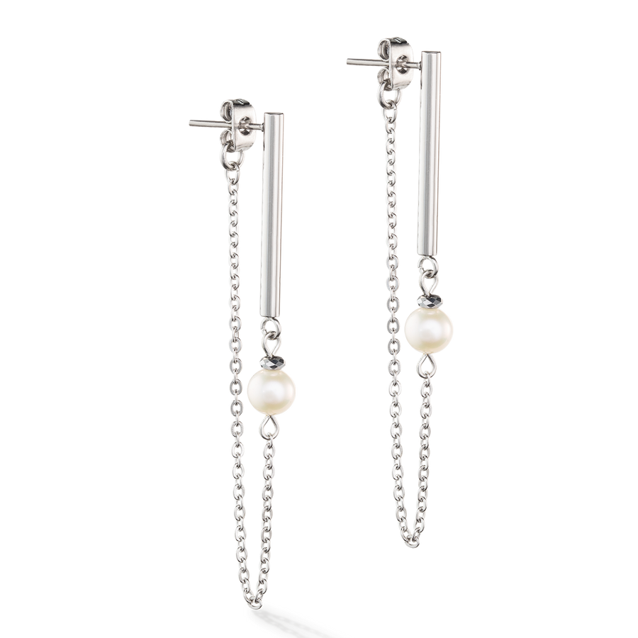 Solitaire freshwater pearl earrings silver