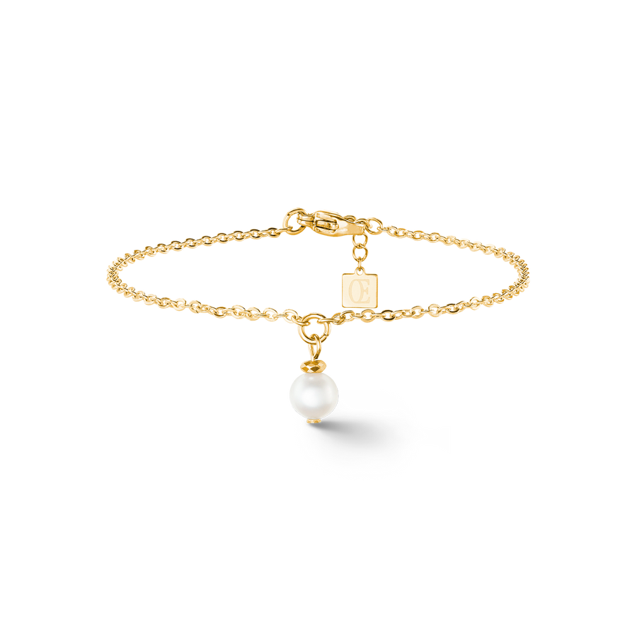 Solitaire freshwater pearl bracelet gold
