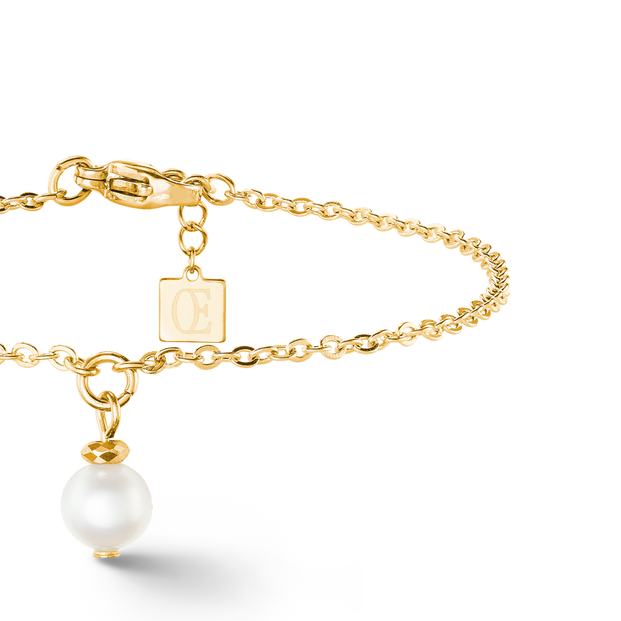 Solitaire freshwater pearl bracelet gold