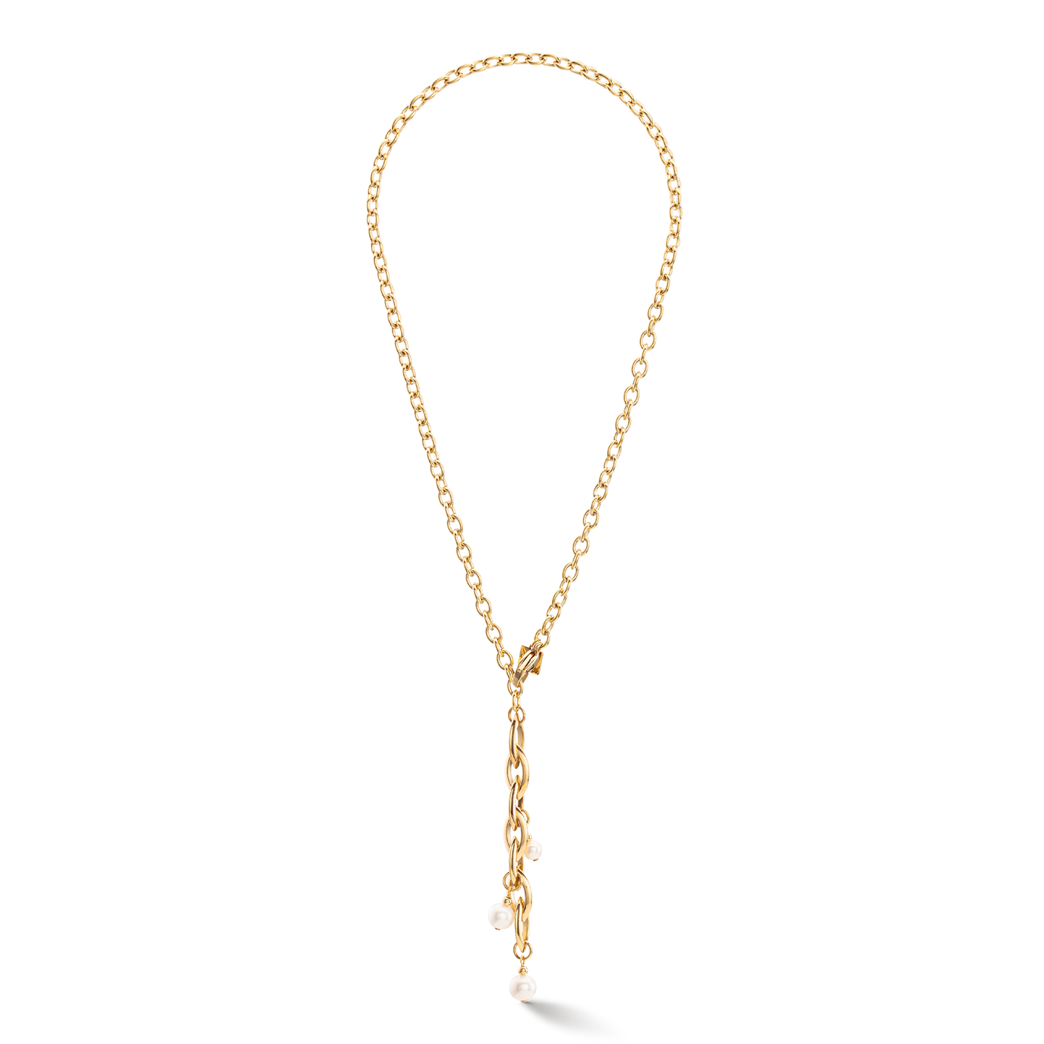 Necklace Y Navette Freshwater Pearls gold