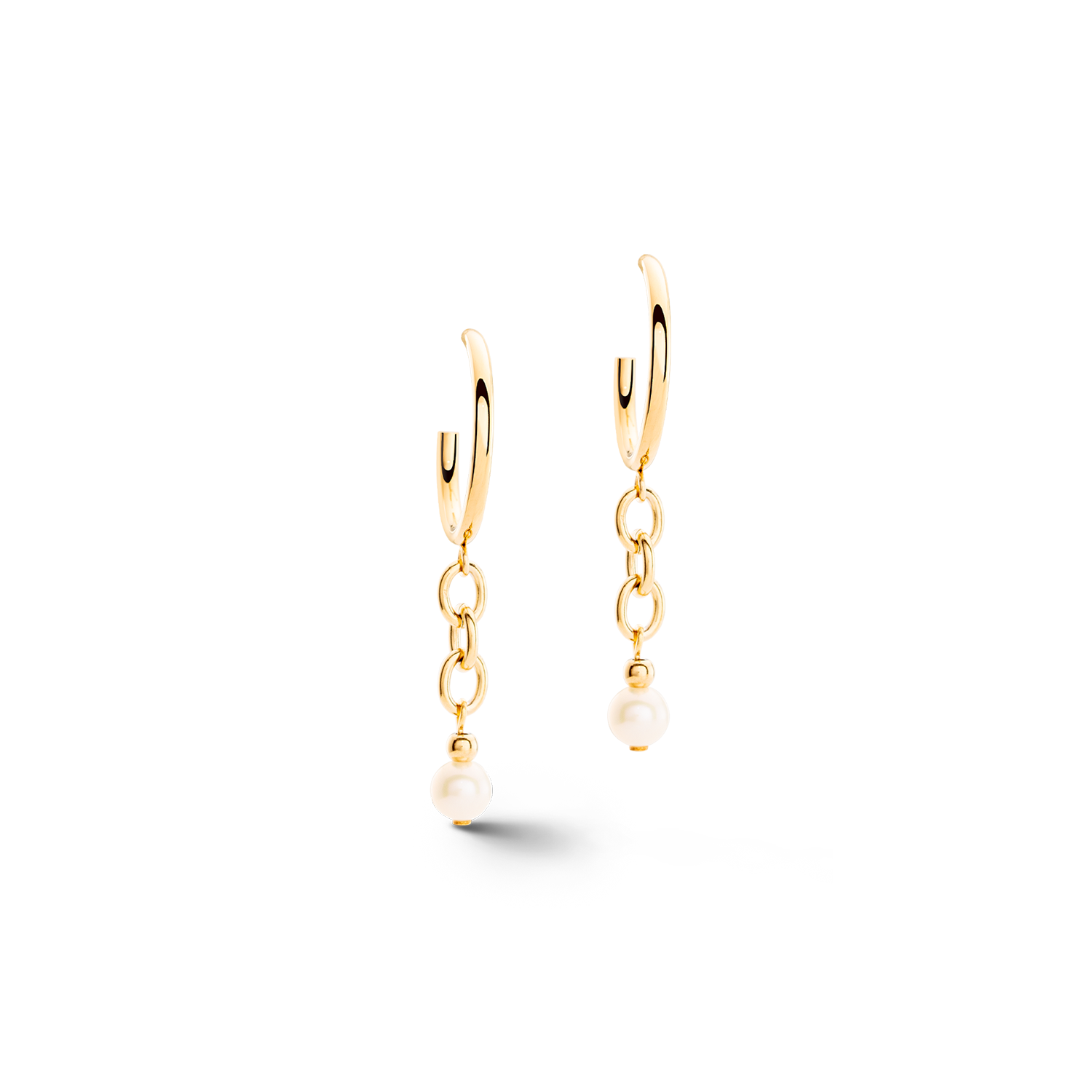 Earrings Creole Y Navette Freshwater Pearls gold