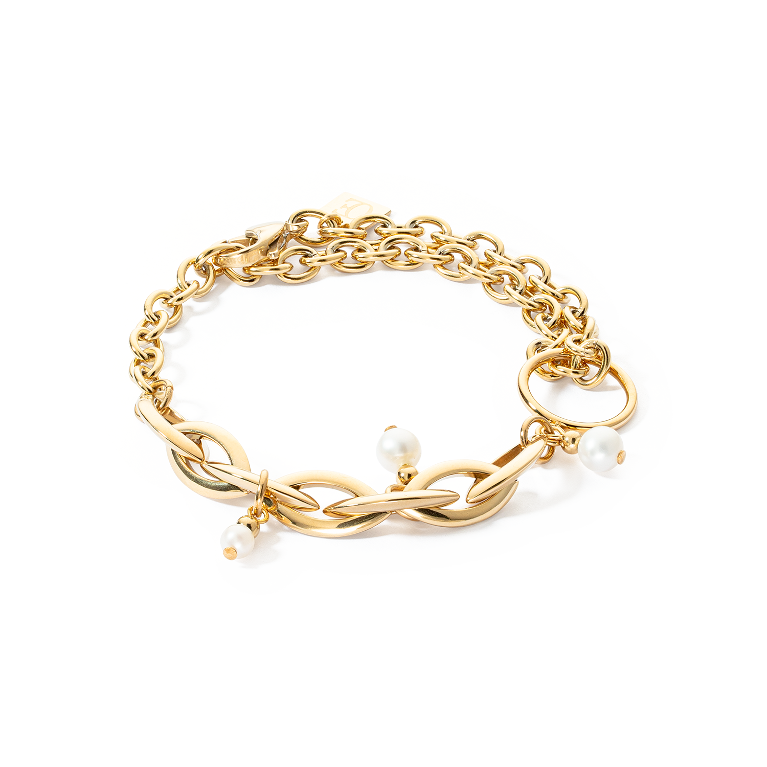 Bracelet Y Navette Freshwater Pearls gold