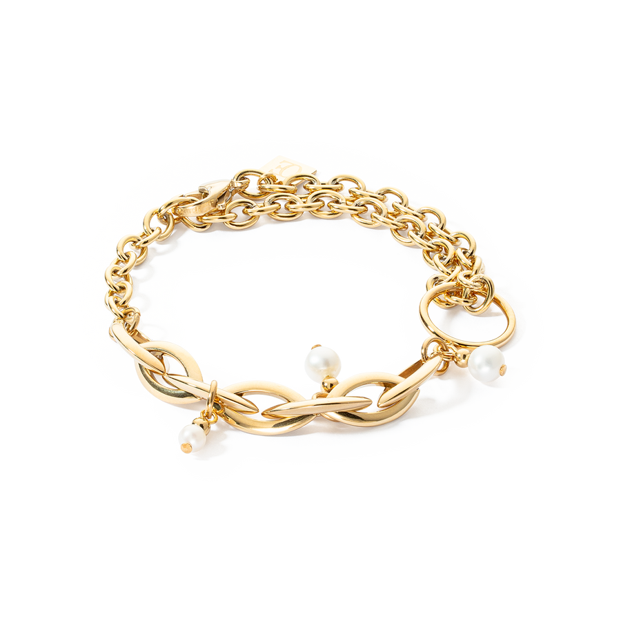 Bracelet Y Navette Freshwater Pearls gold