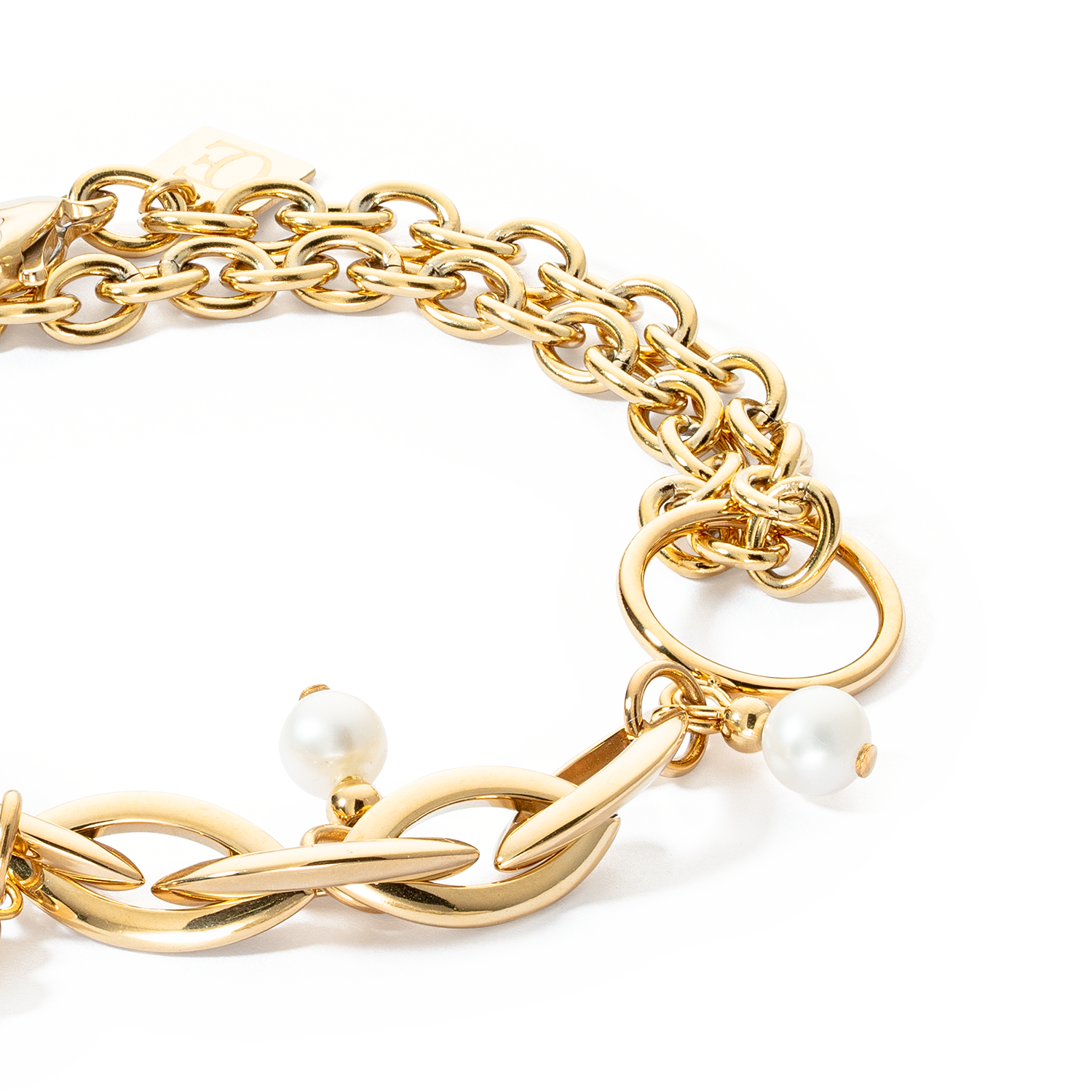 Bracelet Y Navette Freshwater Pearls gold
