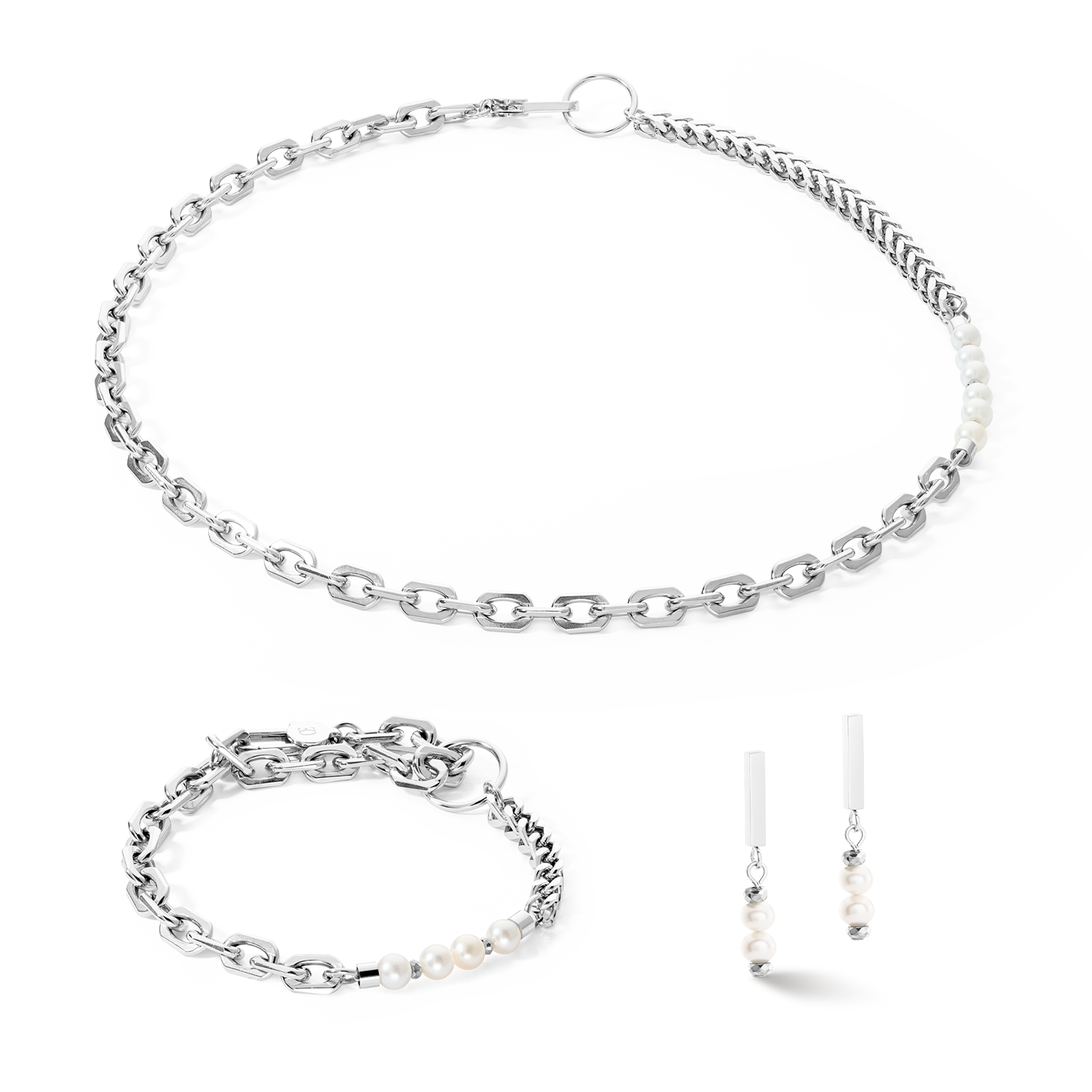 Necklace Shape Shifter Freshwater Pearls silver