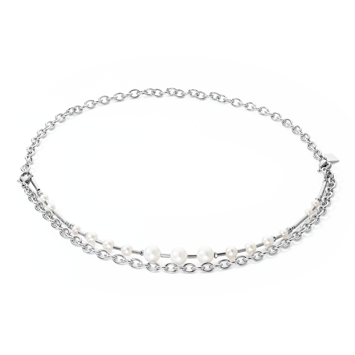 Necklace Freshwater Pearls & chain Multiwear silver