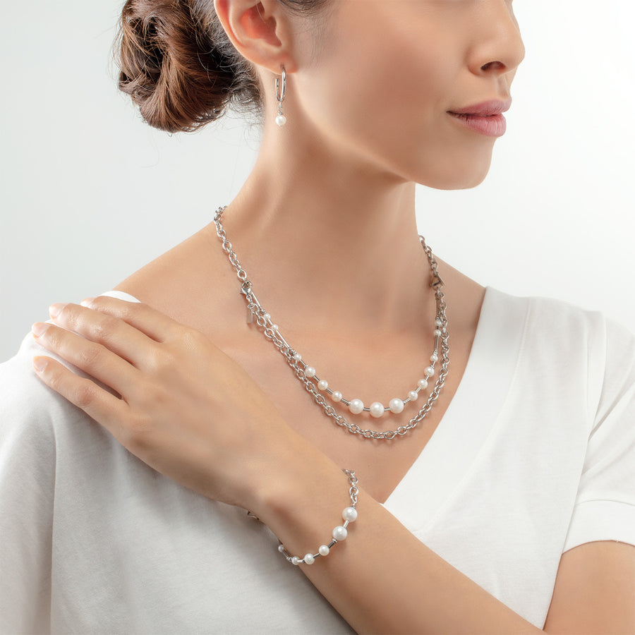 Necklace Freshwater Pearls & chain Multiwear silver
