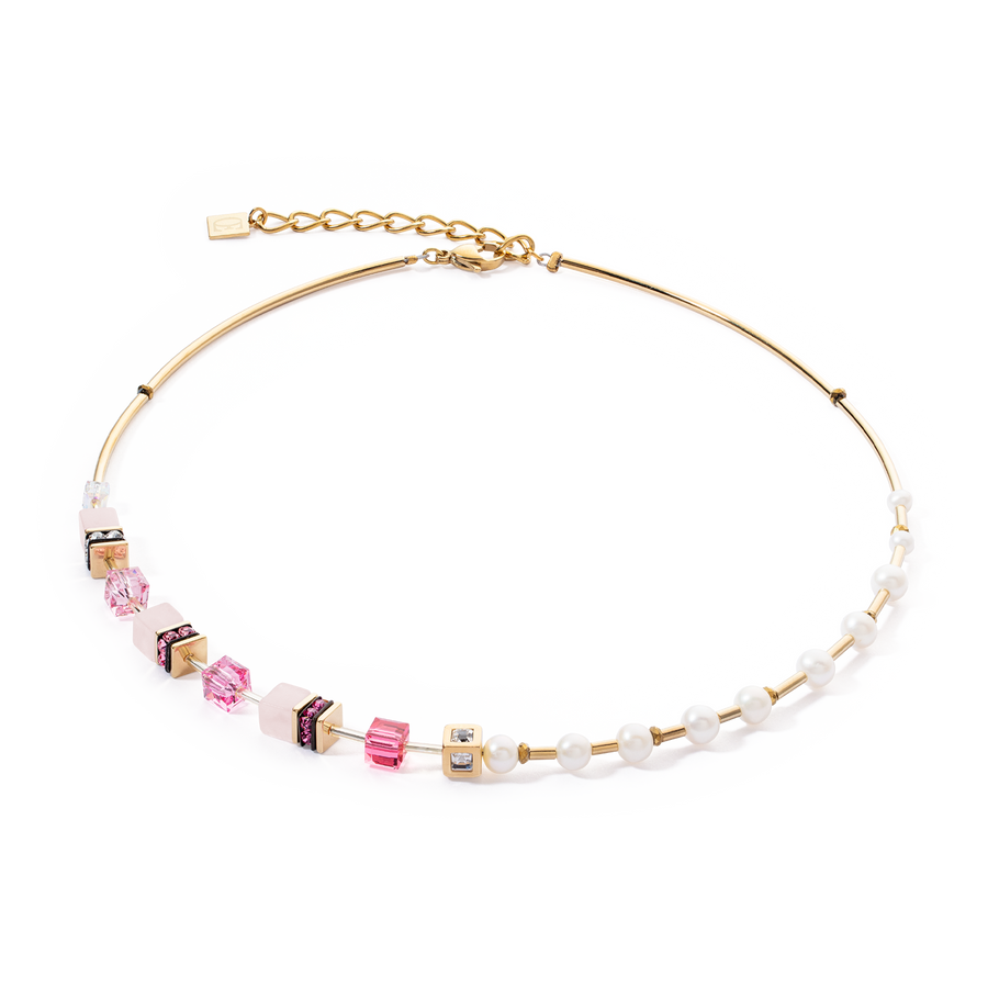 Necklace GeoCUBE® Fusion Precious Pearl Mix gold-pink