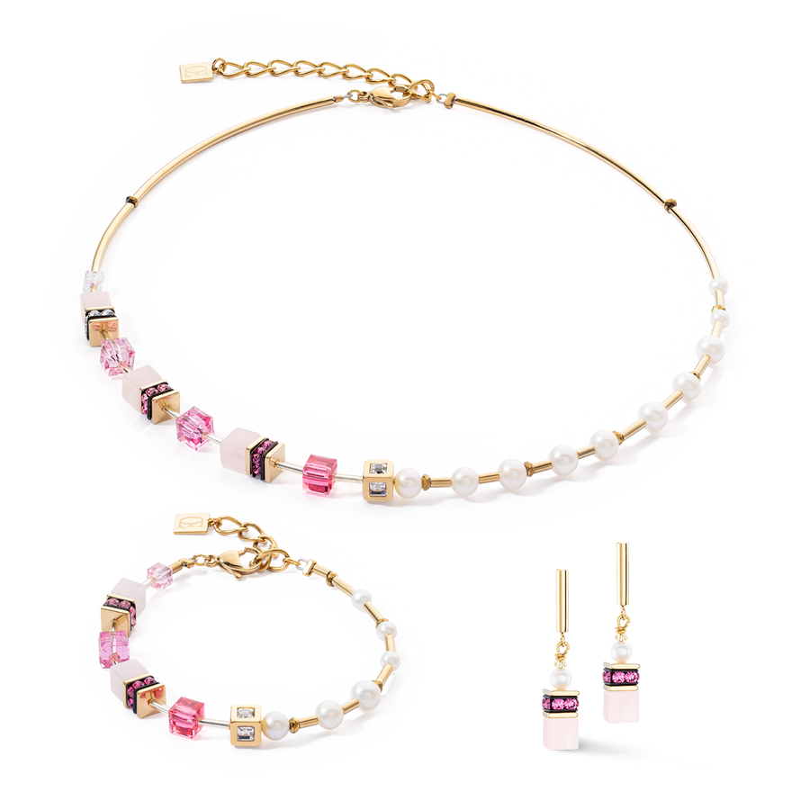 Necklace GeoCUBE® Fusion Precious Pearl Mix gold-pink