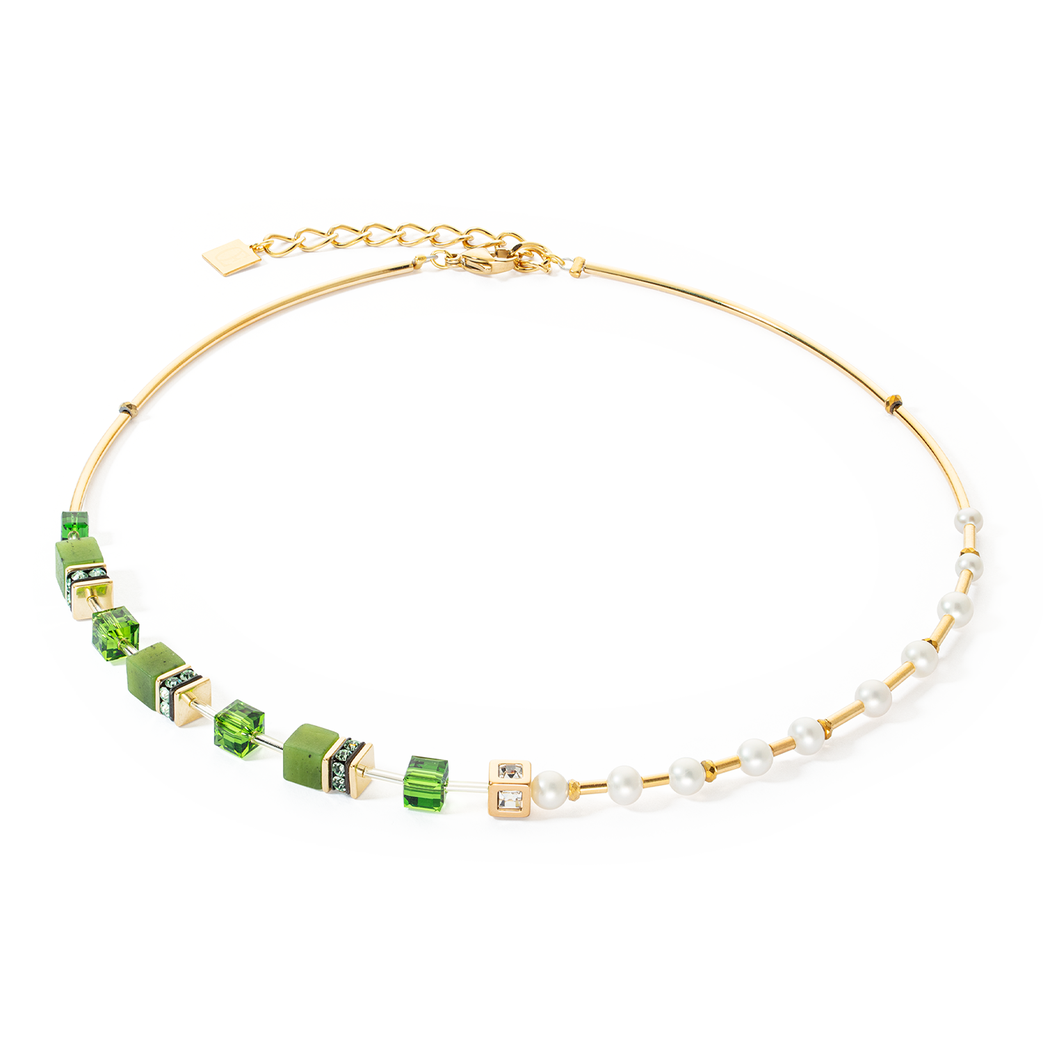 Necklace GeoCUBE® Fusion Precious Pearl Mix gold-green