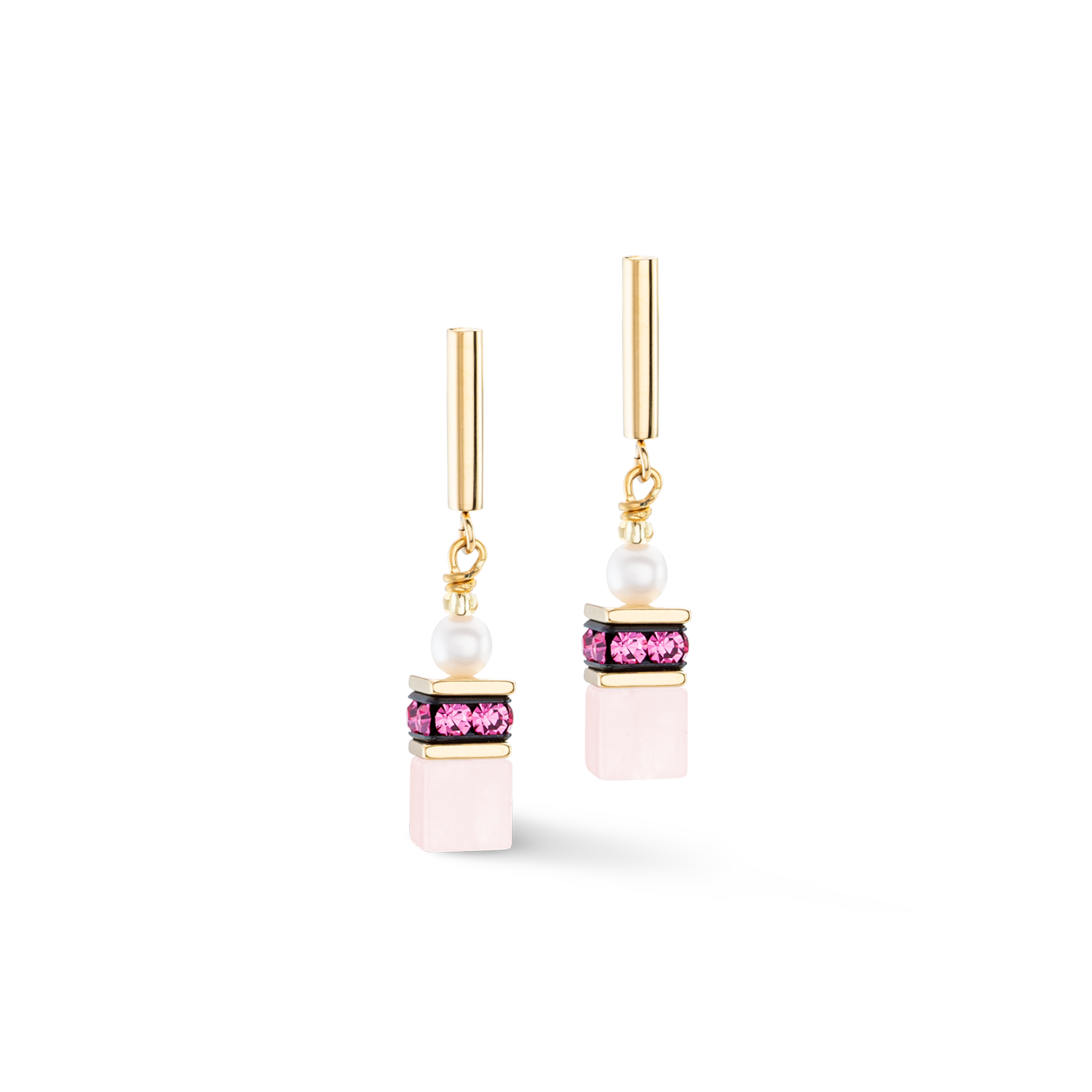 Earrings GeoCUBE® Fusion Precious Pearl Mix gold-pink