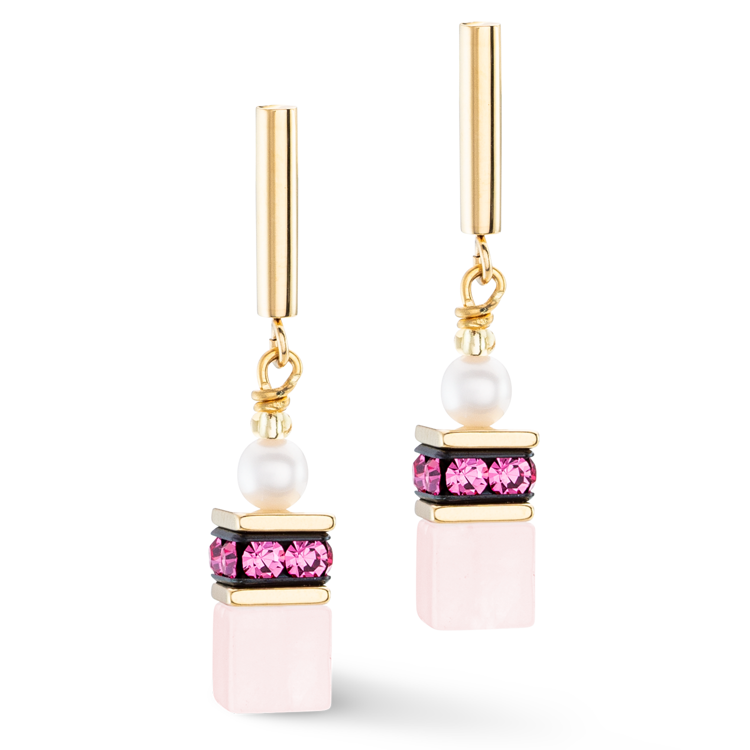 Earrings GeoCUBE® Fusion Precious Pearl Mix gold-pink