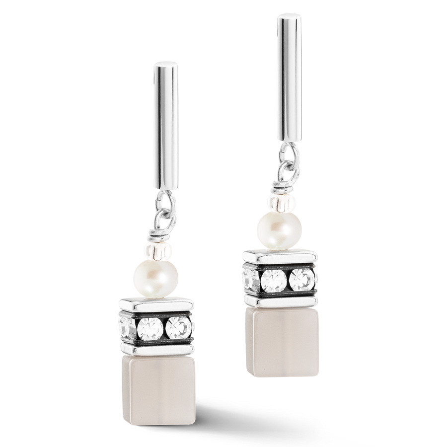 Earrings GeoCUBE® Fusion Precious Pearl Mix silver-grey