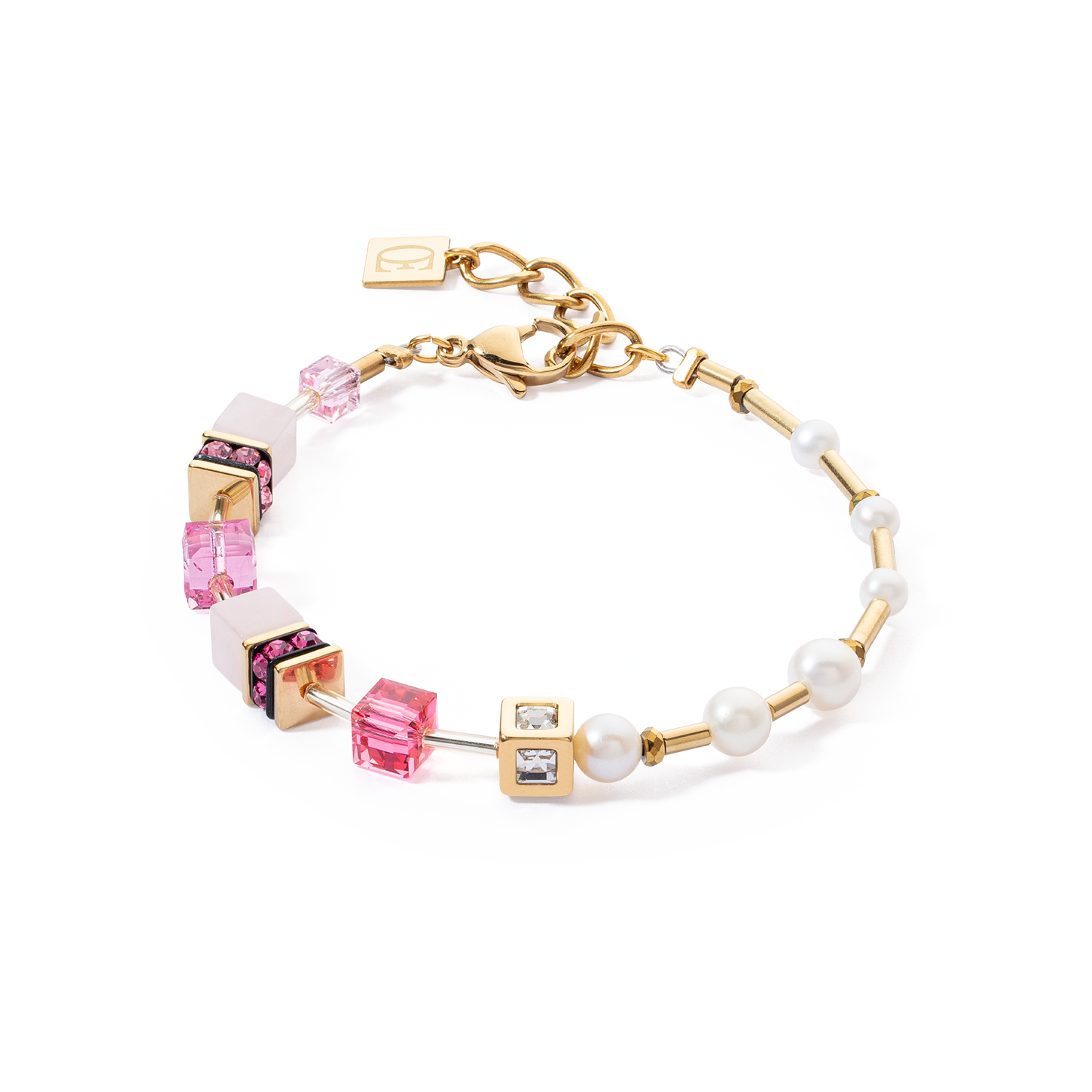 Bracelet GeoCUBE® Fusion Precious Pearl Mix gold-pink