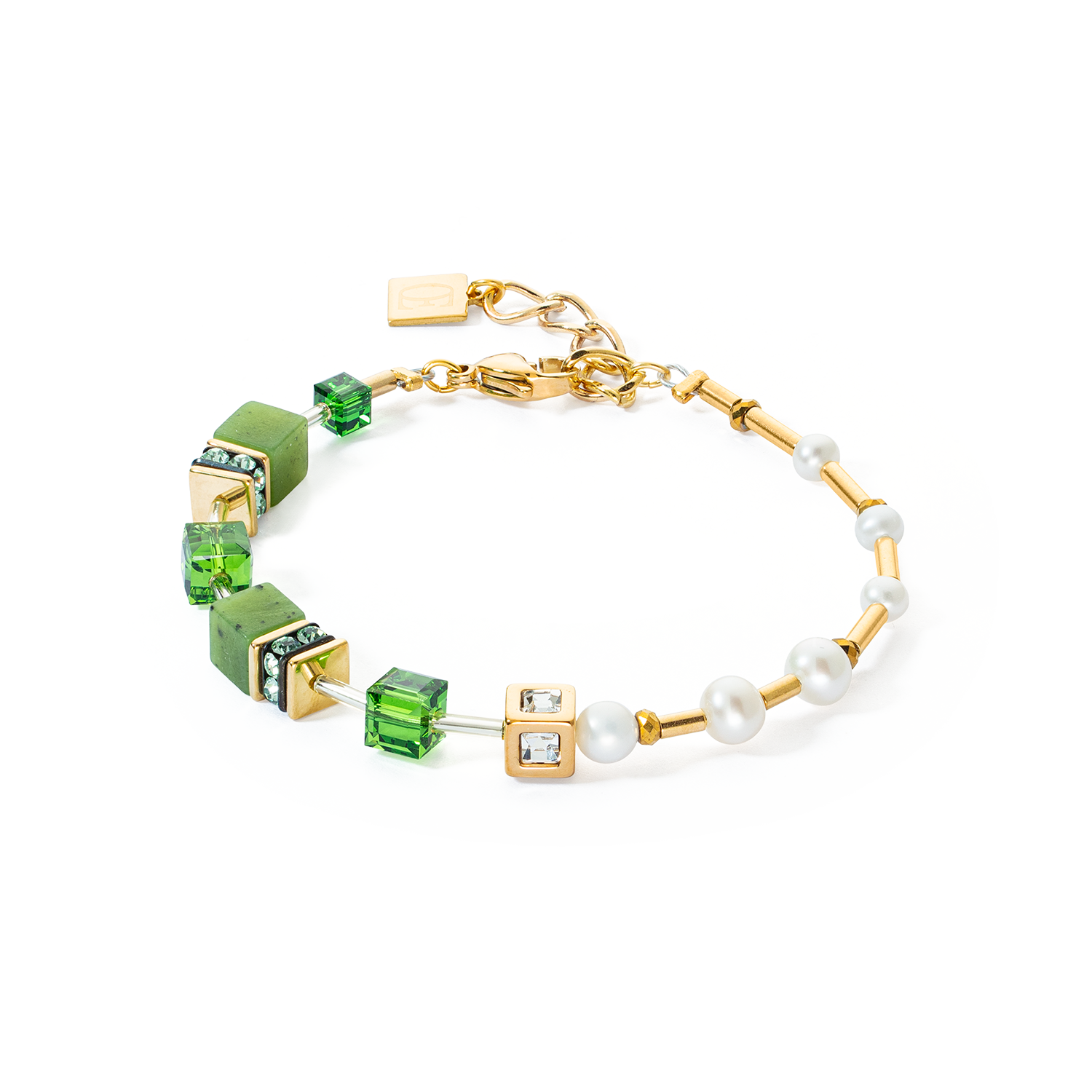 Bracelet GeoCUBE® Fusion Precious Pearl Mix gold-green