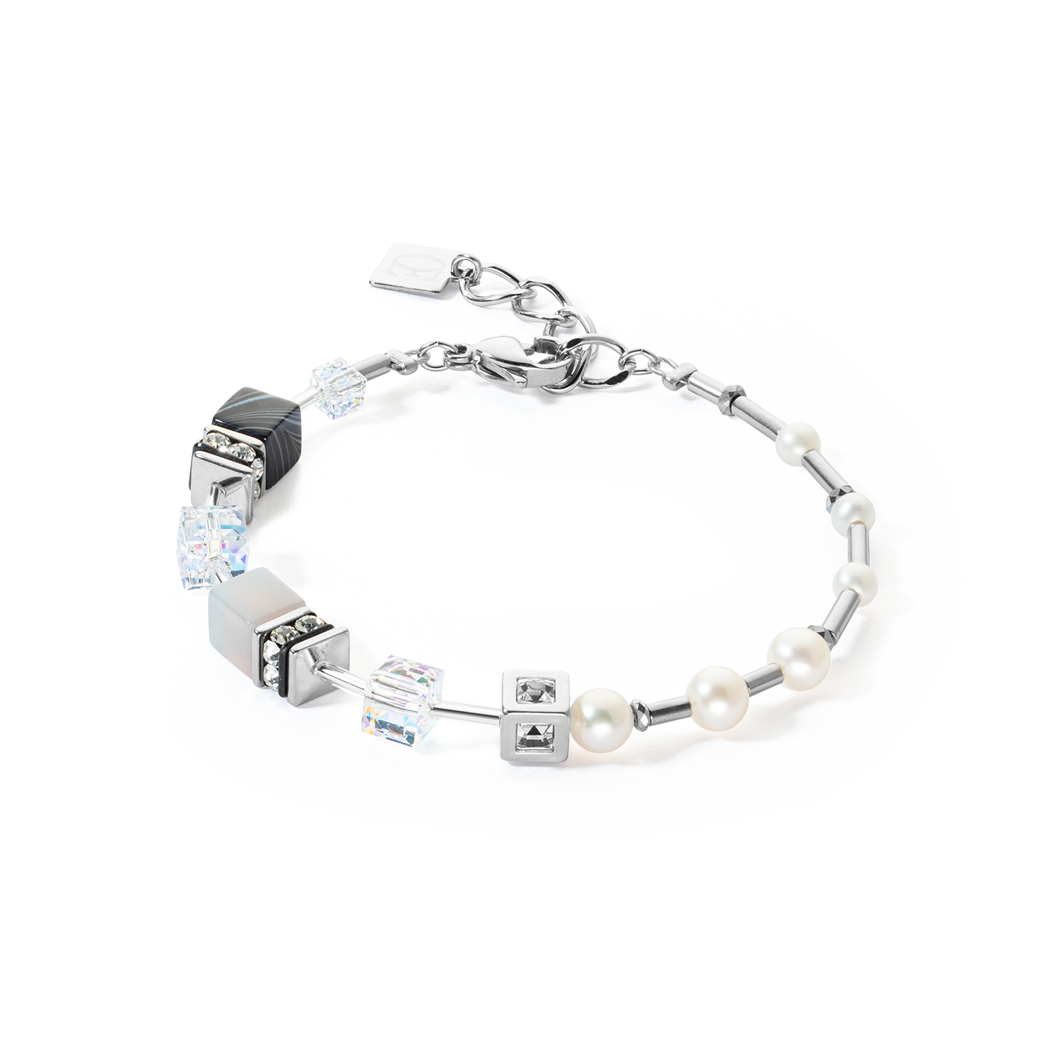 Bracelet GeoCUBE® Fusion Precious Pearl Mix silver-grey