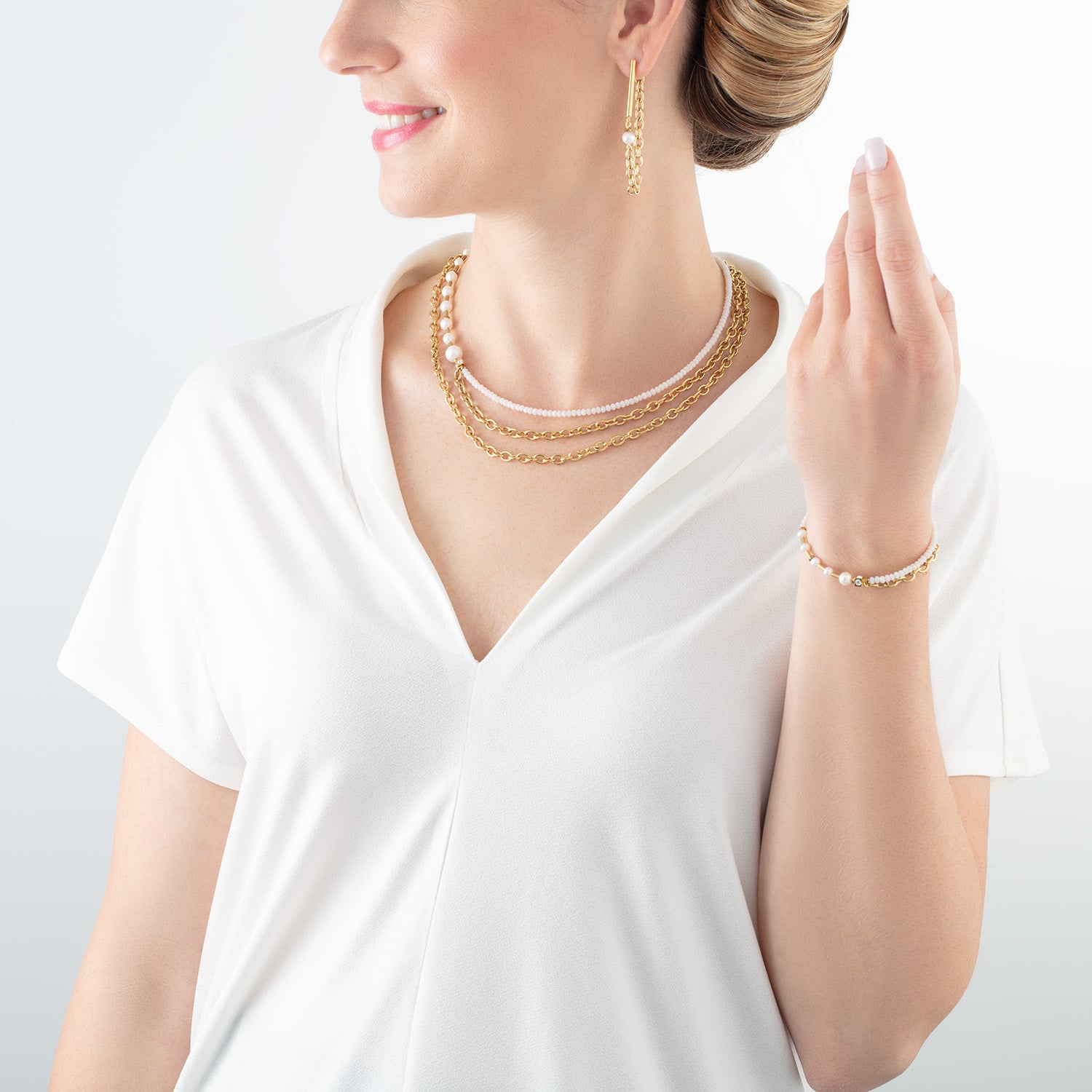 Necklace Chain & Pearl Fever white-gold