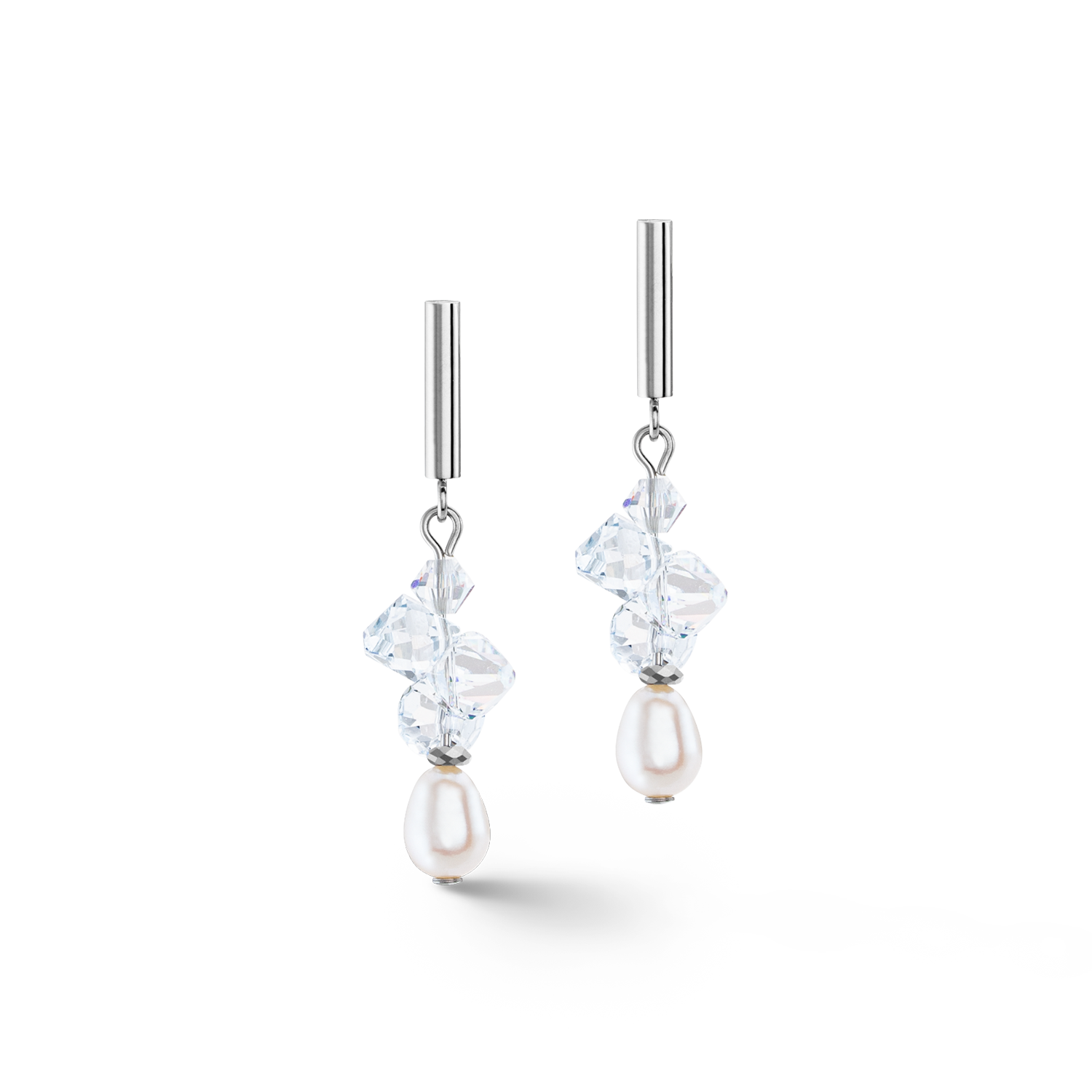 Earrings Dancing Crystals & Pearls silver