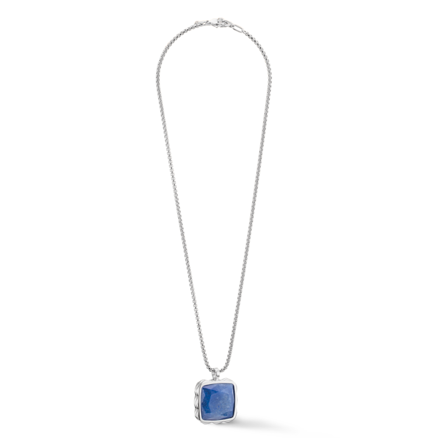 Necklace Amulet Spikes Square Aventurine silver-blue