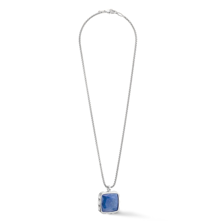 Necklace Amulet Spikes Square Aventurine silver-blue