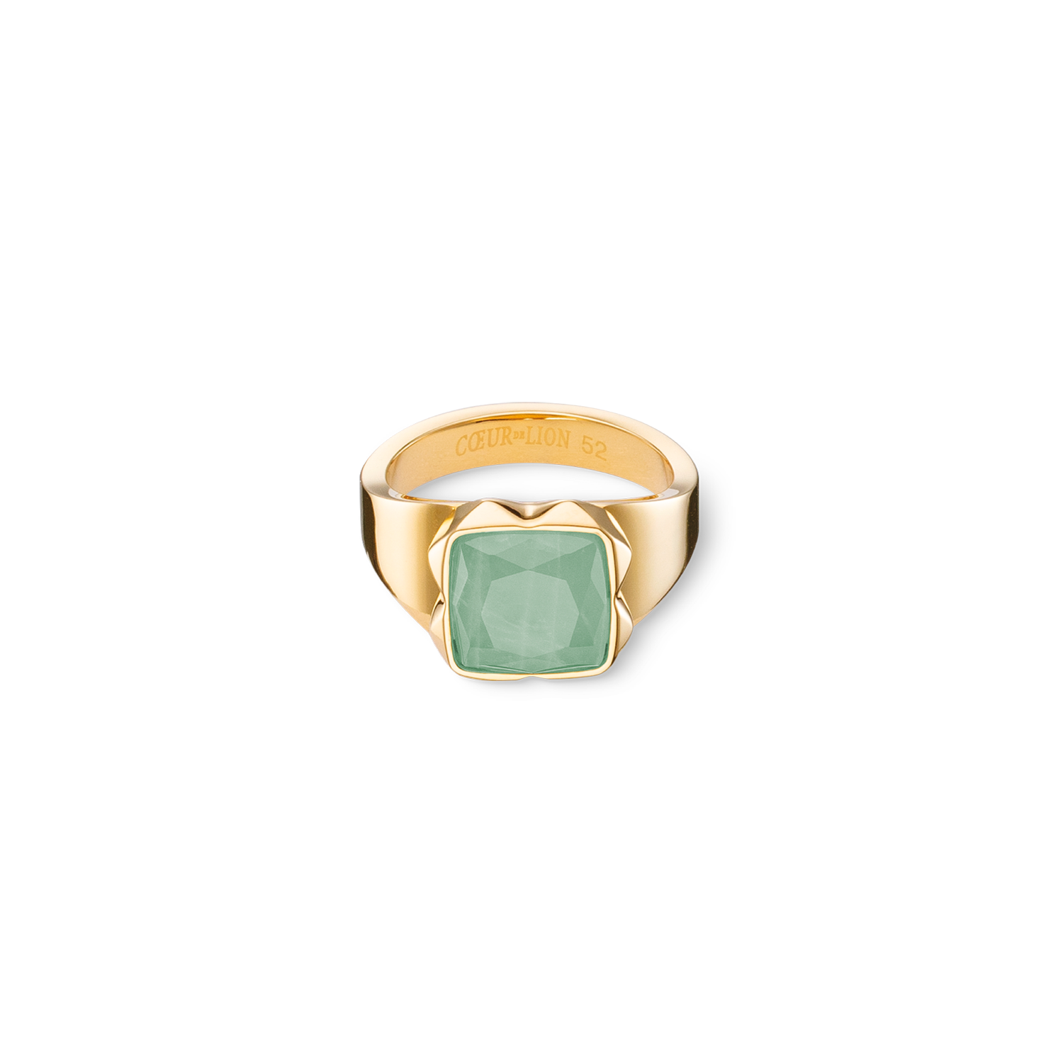 Ring Spikes Square Aventurine gold-green