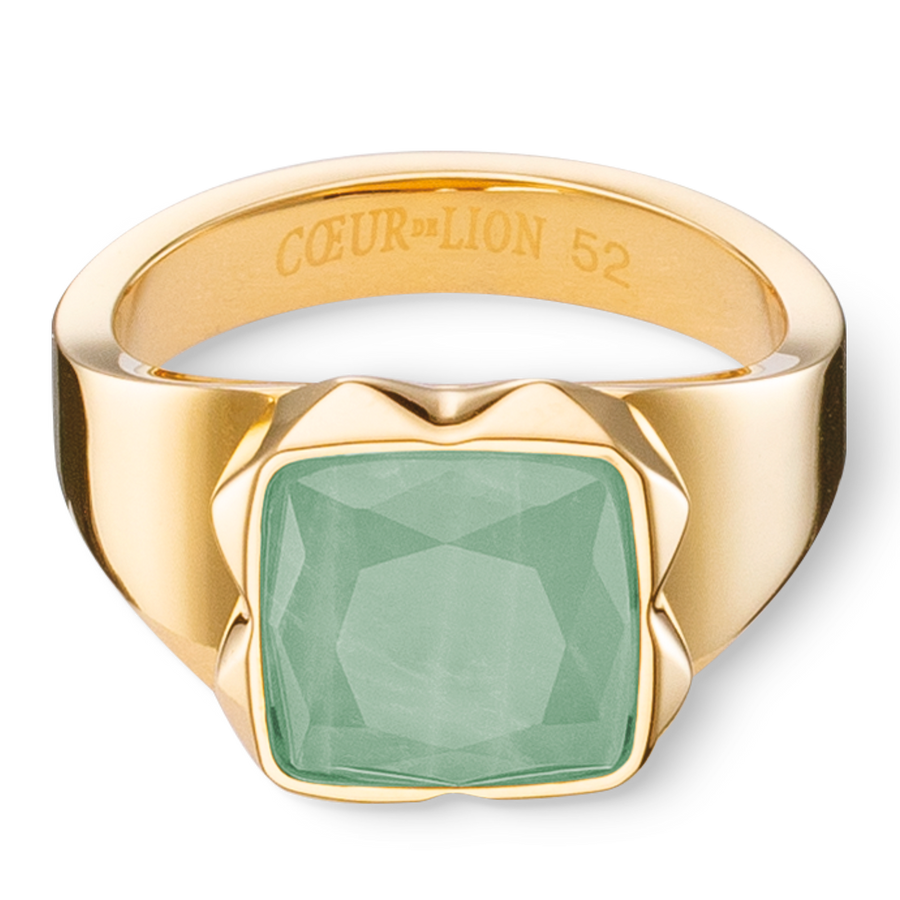 Ring Spikes Square Aventurine gold-green