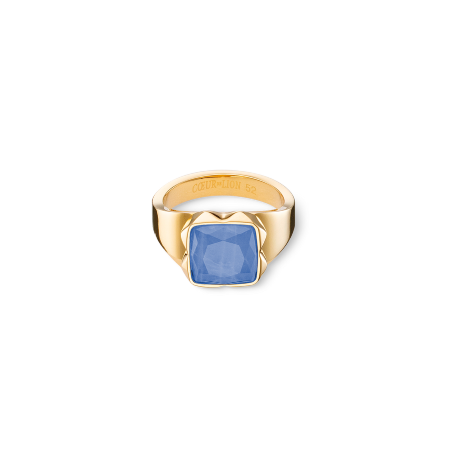 Ring Spikes Square Aventurine gold-blue