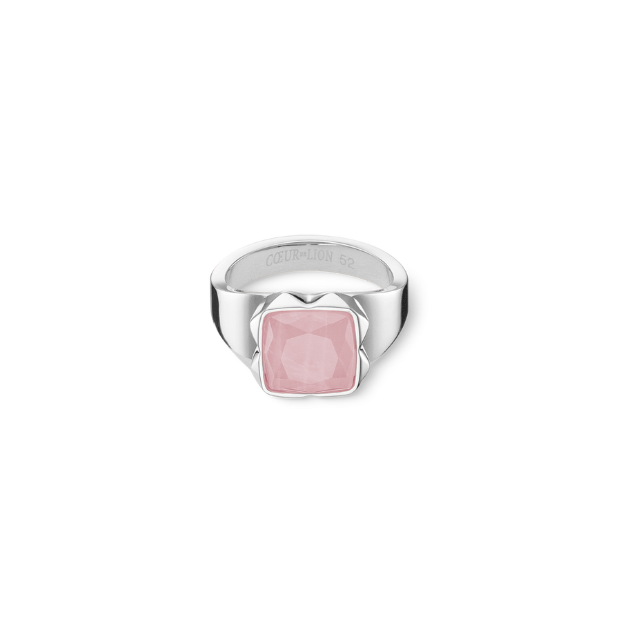 Ring Spikes Square Rose Quartz silver-pink