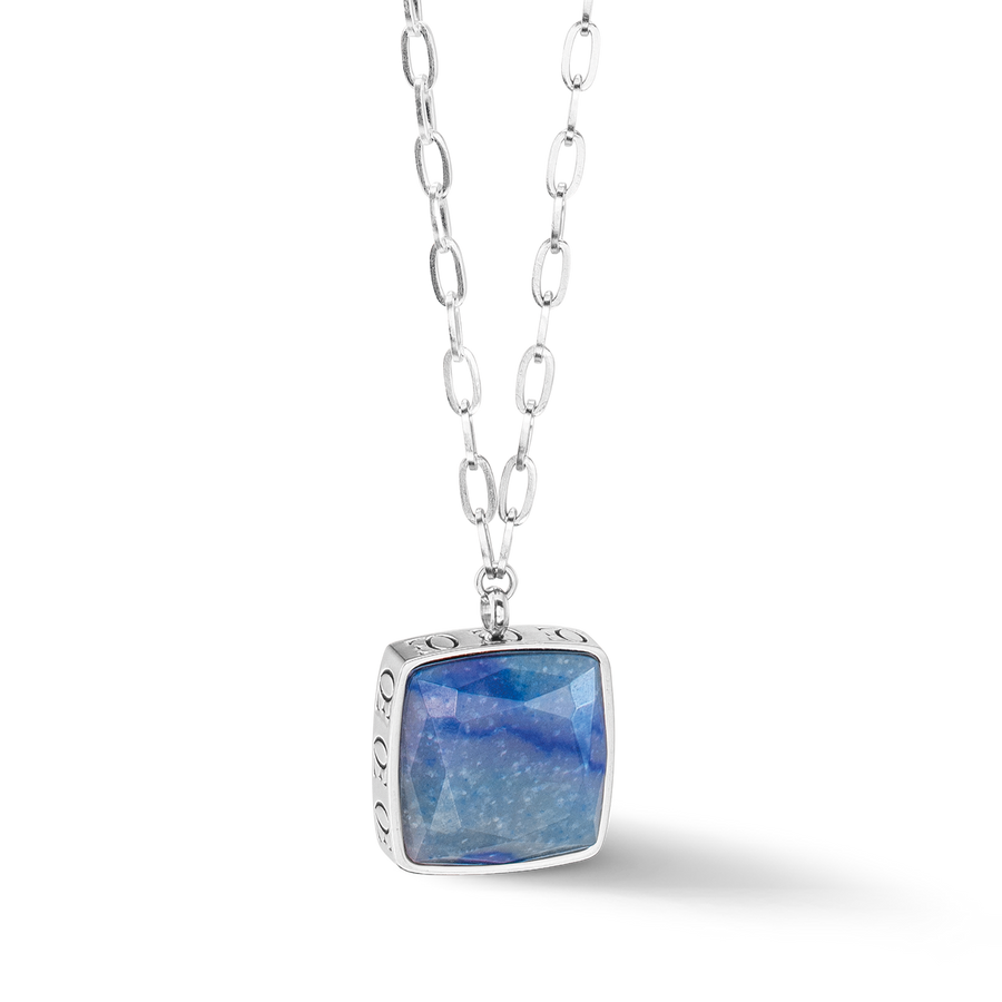 Necklace OE Amulet Square Aventurine silver-blue