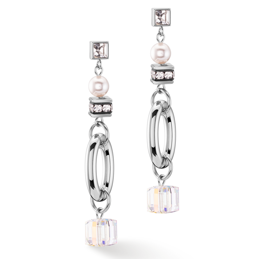 Earrings Chunky Chain & Cubes Runway Exlusive silver