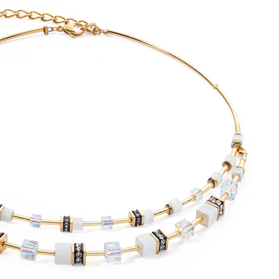 GeoCUBE® Iconic Layer necklace gold-white