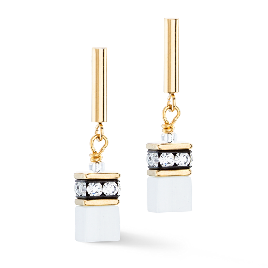 GeoCUBE® Iconic Layer earrings gold-white