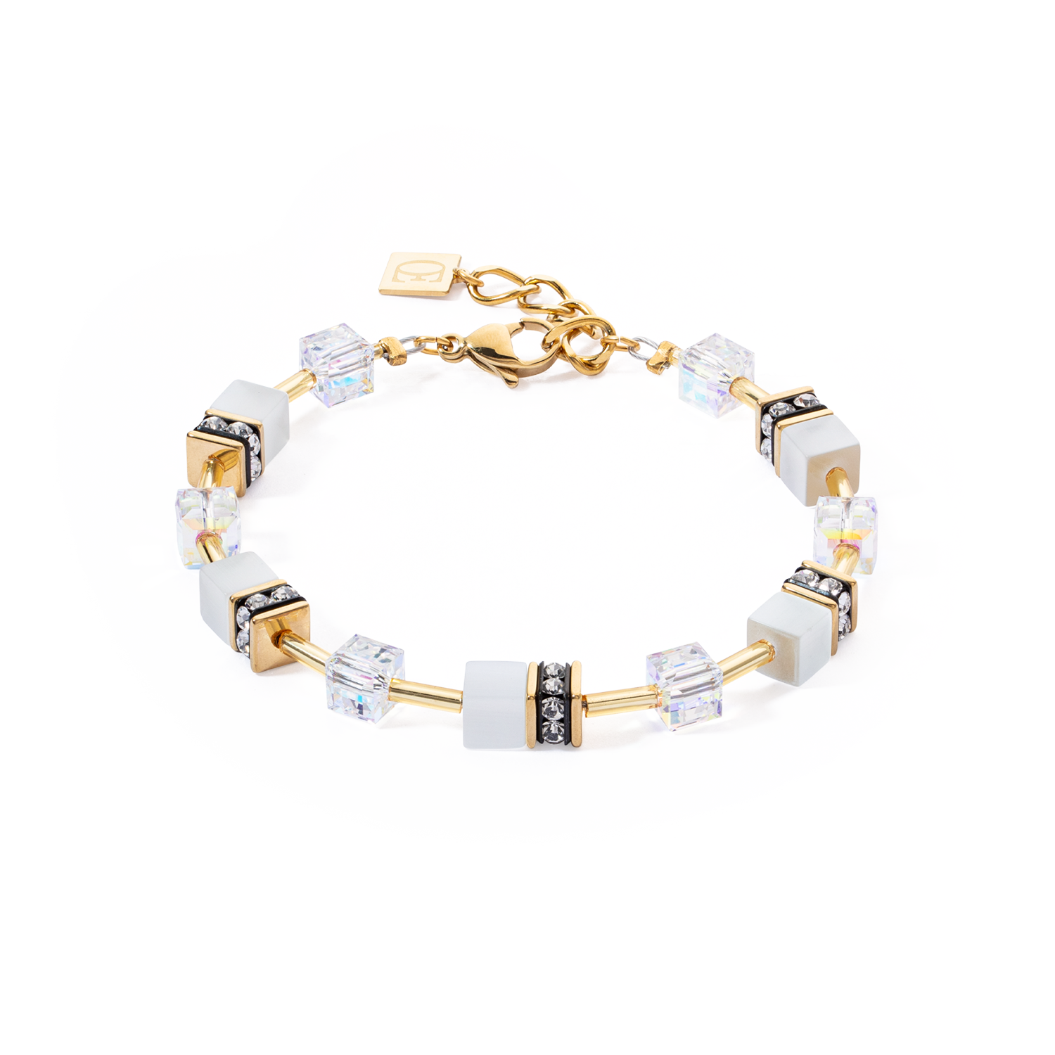 GeoCUBE® Iconic Layer bracelet gold-white